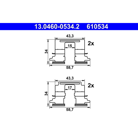 13.0460-0534.2 Accessory Kit, disc brake pad