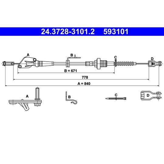 24.3728-3101.2 Clutch Cable
