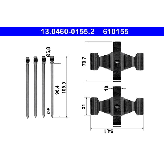 13.0460-0155.2 Accessory Kit, disc brake pad
