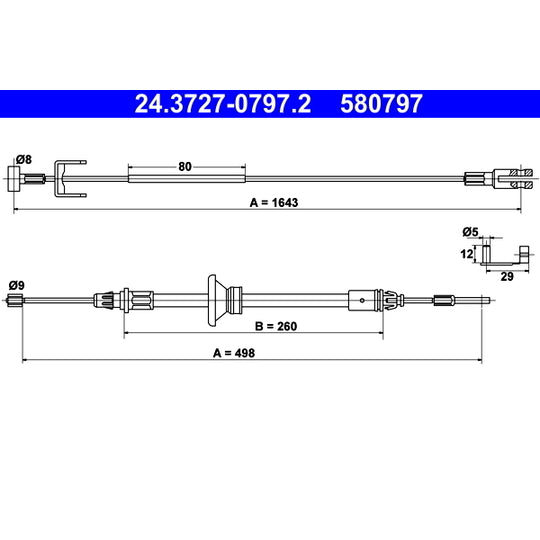 24.3727-0797.2 Cable, parking brake