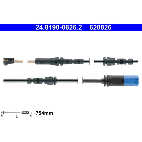 24.8190-0826.2 Warning Contact, brake pad wear