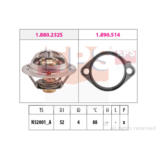 1.880.232 Thermostat, coolant