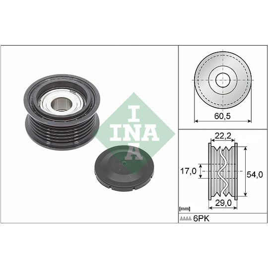 532 0854 10 Deflection/Guide Pulley, v-ribbed belt