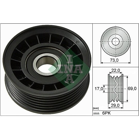 532 0649 10 Deflection/Guide Pulley, v-ribbed belt