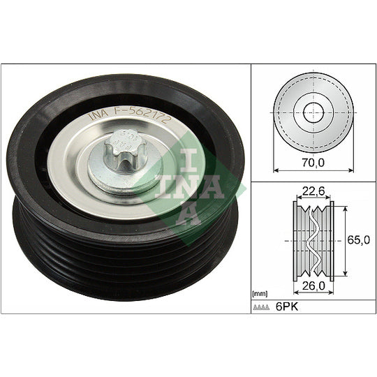 532 0531 10 Deflection/Guide Pulley, v-ribbed belt