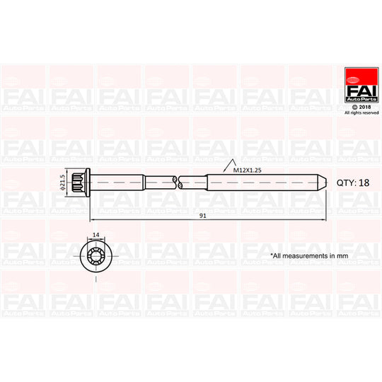 B2101 Bolt Kit, cylinder head