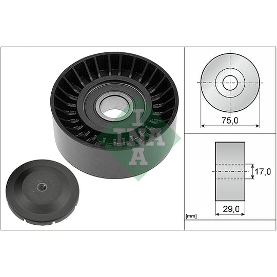 532 0536 10 Deflection/Guide Pulley, v-ribbed belt