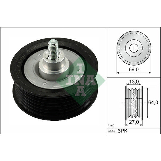 532 0477 10 Deflection/Guide Pulley, v-ribbed belt