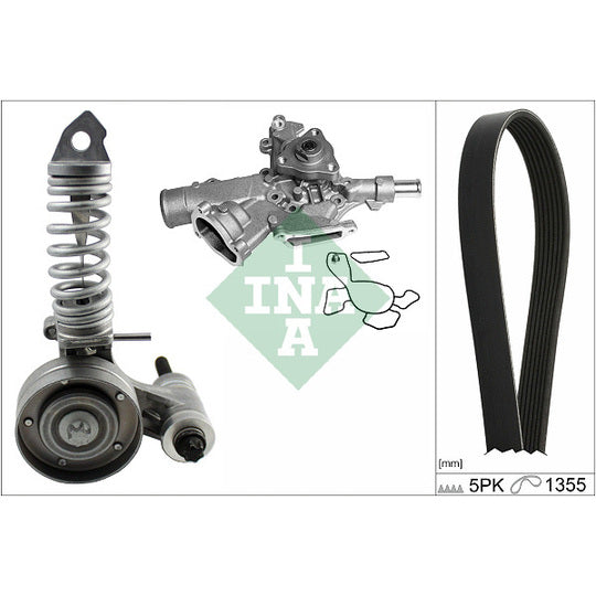 529 0297 30 Water Pump + V-Ribbed Belt Set