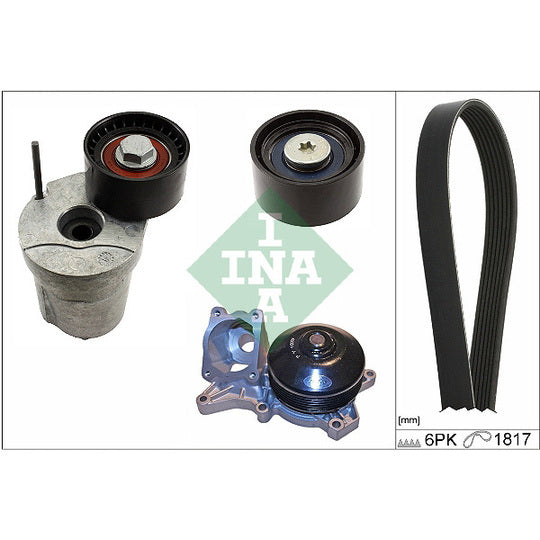 529 0370 30 Water Pump + V-Ribbed Belt Set