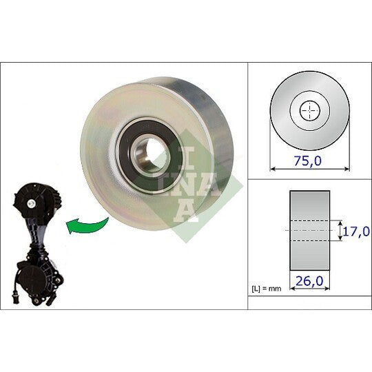 532 0676 10 Deflection/Guide Pulley, v-ribbed belt