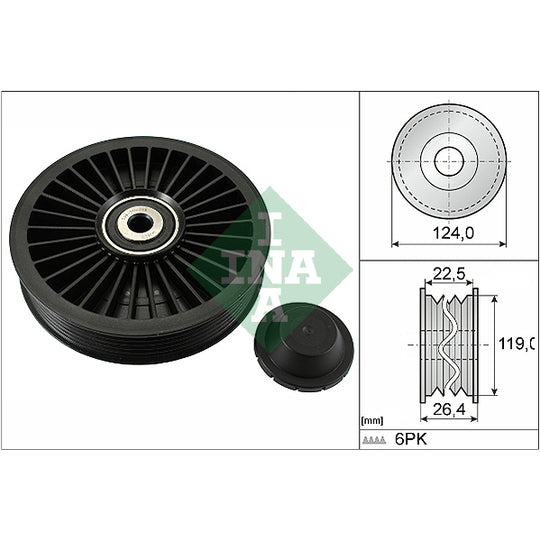 532 0242 10 Deflection/Guide Pulley, v-ribbed belt