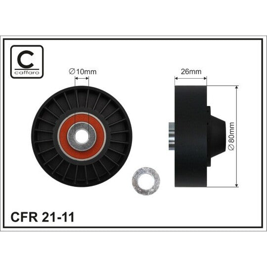 21-11 Deflection/Guide Pulley, v-ribbed belt