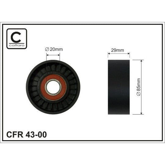 43-00 Deflection/Guide Pulley, v-ribbed belt