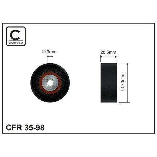 35-98 Deflection/Guide Pulley, v-ribbed belt