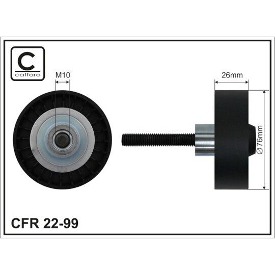 22-99 Deflection/Guide Pulley, v-ribbed belt