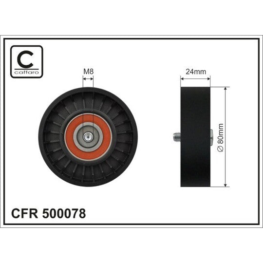 500078 Deflection/Guide Pulley, v-ribbed belt