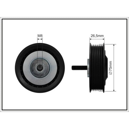 87-47 Deflection/Guide Pulley, v-ribbed belt