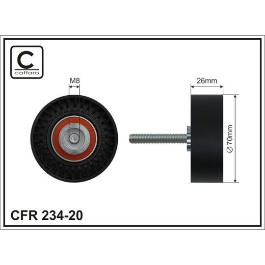 234-20 Deflection/Guide Pulley, v-ribbed belt