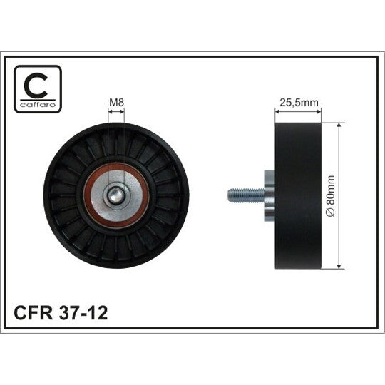 37-12 Deflection/Guide Pulley, v-ribbed belt