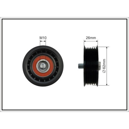 500010 Tensioner Pulley, v-ribbed belt