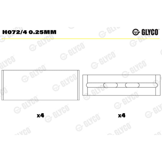 H072/4 0.25mm Crankshaft Bearings