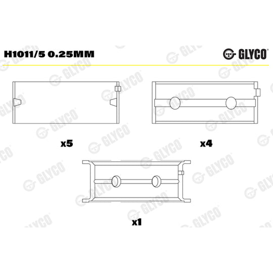 H1011/5 0.25mm Crankshaft Bearings