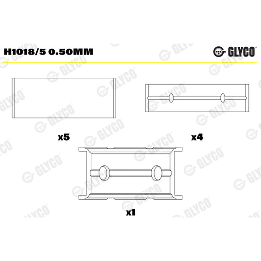 H1018/5 0.50mm Crankshaft Bearings