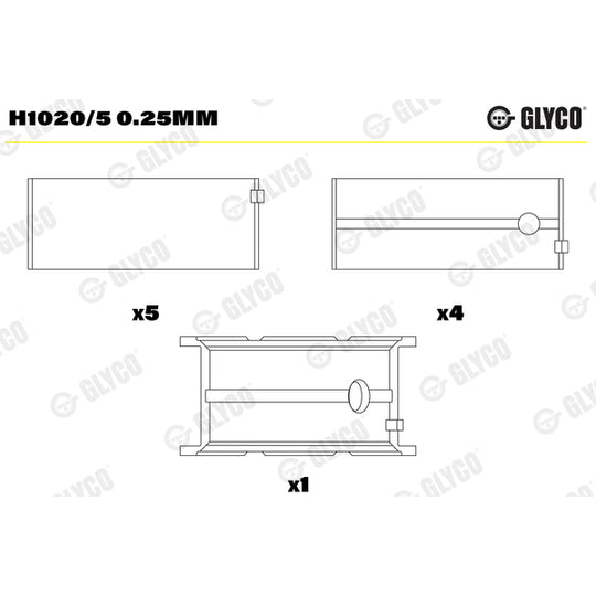 H1020/5 0.25mm Crankshaft Bearings