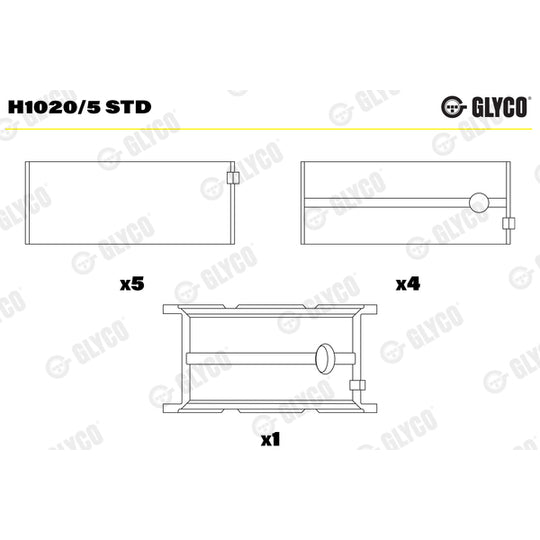 H1020/5 STD Crankshaft Bearing Set
