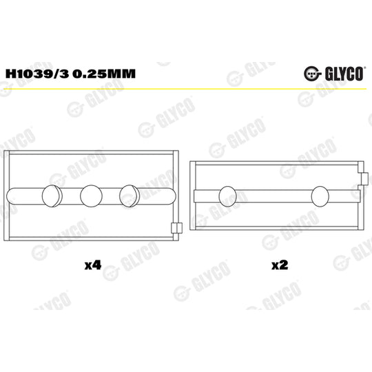 H1039/3 0.25mm Crankshaft Bearings