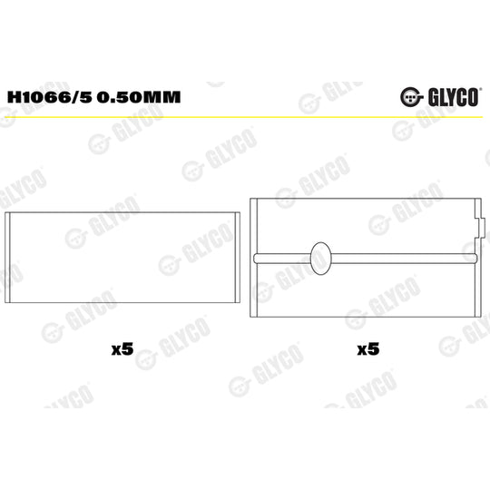 H1066/5 0.50mm Crankshaft Bearings