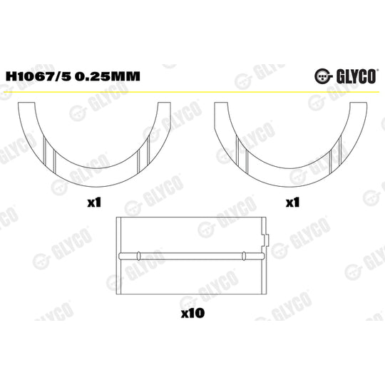 H1067/5 0.25mm Crankshaft Bearings