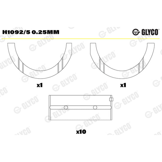 H1092/5 0.25mm Crankshaft Bearings