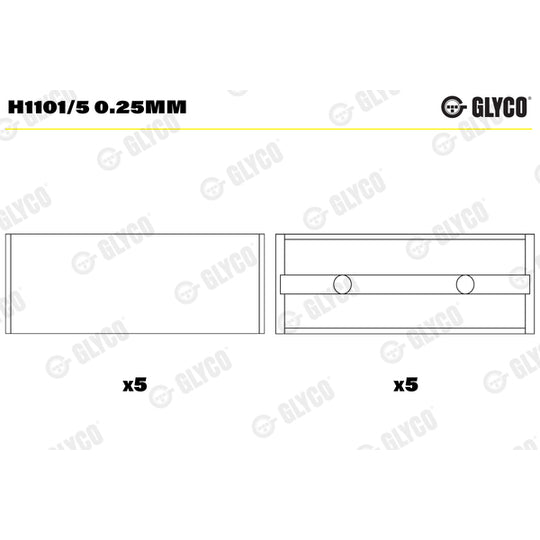H1101/5 0.25mm Crankshaft Bearings