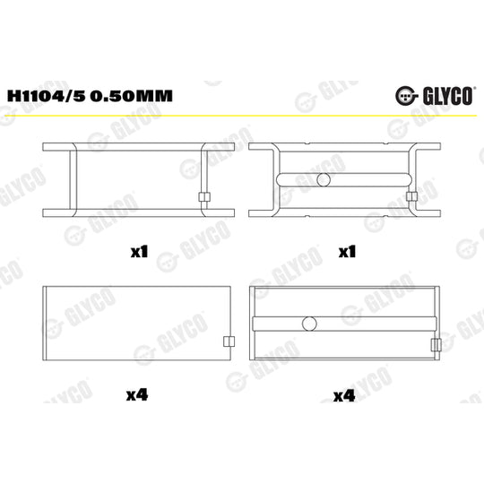 H1104/5 0.50mm Crankshaft Bearings