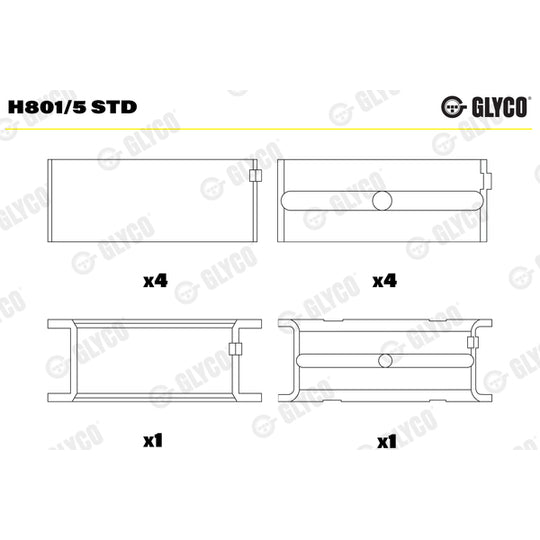 H801/5 STD Crankshaft Bearings