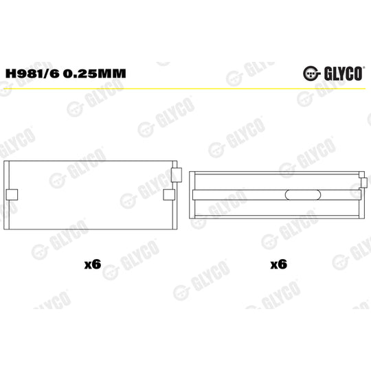 H981/6 0.25mm Crankshaft Bearings